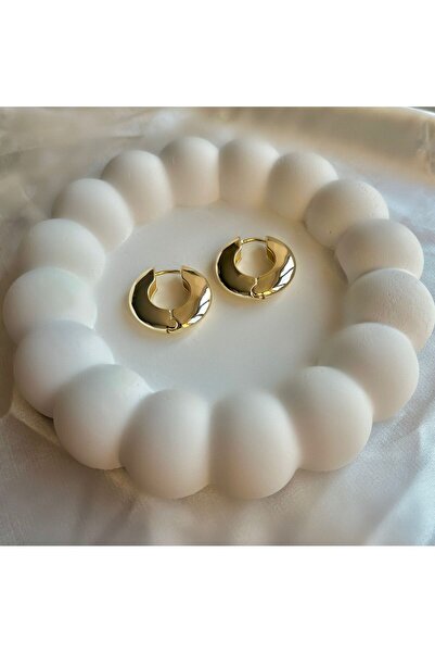 Bijou Luz Gold Düz Bombeli Halka Küpe