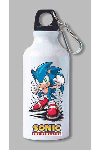 DKDZ SHOP Sonic Printed Water Bottle with Hook 600ml. - 001