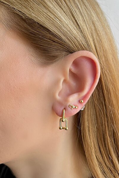 Bijou Luz Gold Trend Model Mini Altılı Küpe Seti