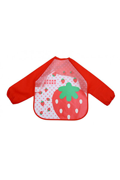 HANNA Waterproof bib with long sleeves - Strawberries