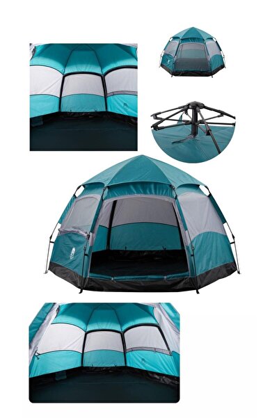 Realx 6 Kişilik Altıgen Çift Kapılı Açık Tam Otomatik Kamp Çadırı 240x200x135 Cm