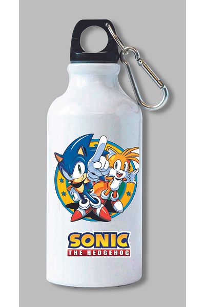 DKDZ SHOP Sonic Printed Water Bottle with Hook 600ml. - 022