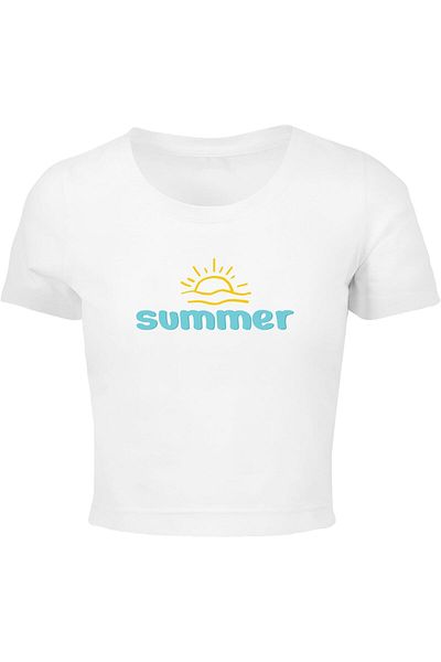 Merchcode Damen Ladies Summer - Sun Cropped Tee