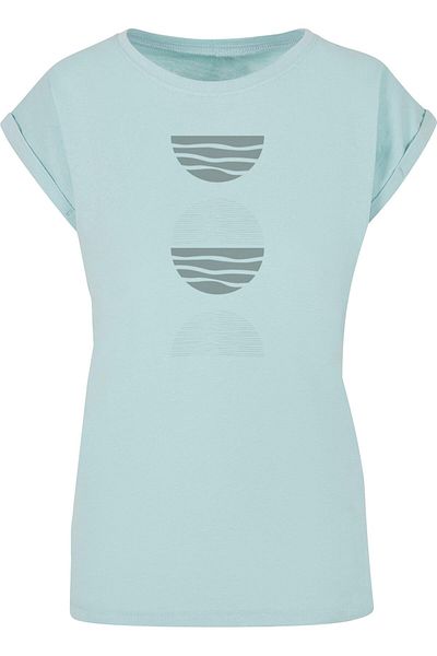 Merchcode Damen T-Shirt mit verlängerten Schultern und abstrakten Wellen