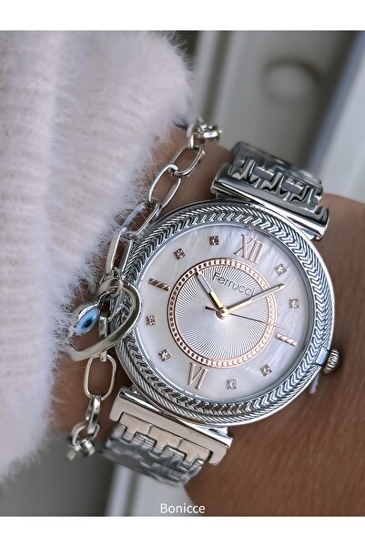 Ferrucci 18*22 MM Minimal Case, Silver Yellow Color Steel Strap, Rectangular Dial Women's Wristwatch + Bracelet