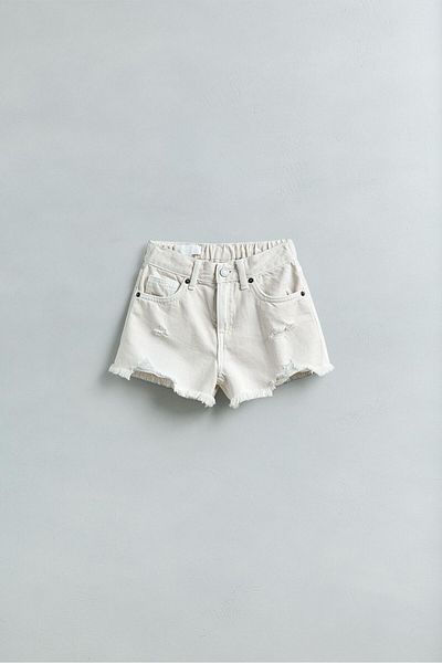GAist Kids Baby Κοριτσίστικο λευκό τζιν σορτς με σχισμένη λεπτομέρεια