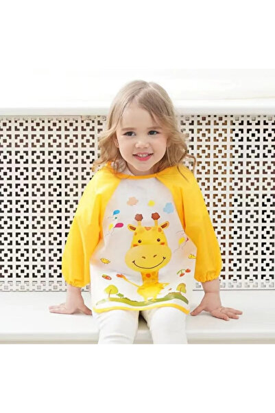 HANNA Waterproof bib with long sleeves - Cheerful giraffe