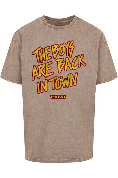 Merchcode Herren Thin Lizzy - The Boys Stacked Acid Washed Oversize Tee