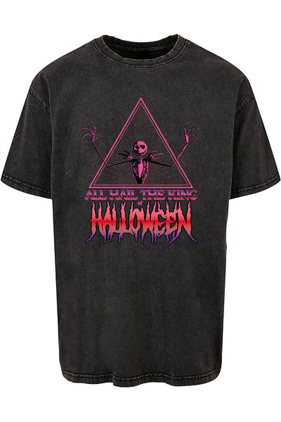 ABSOLUTE CULT Herren Disney The Nightmare Before Christmas - Halloween King Acid Washed Oversized Tee