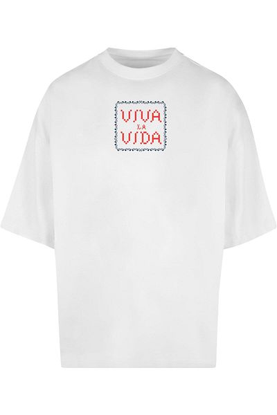 Merchcode Herren Frida Kahlo - Pixels Viva La Vida Huge Tee