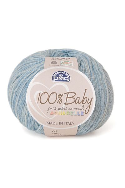 Dmc Wool yarn for knitting and crocheting 100% Baby Aquarelle Pure Merino Wool, 50g/225m, 1380