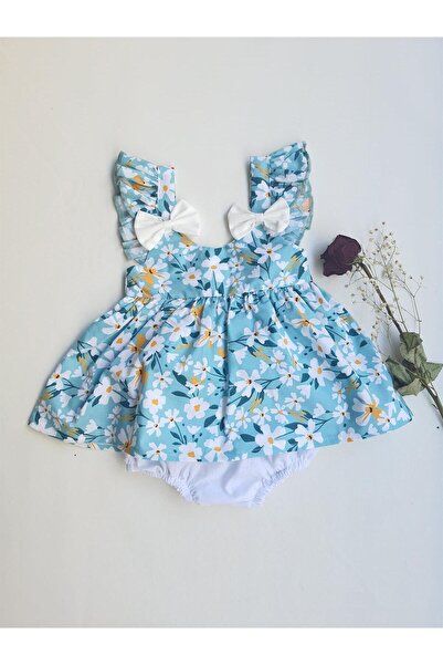 ikokokids Mavi Çiçekli Buluz Şort Takım