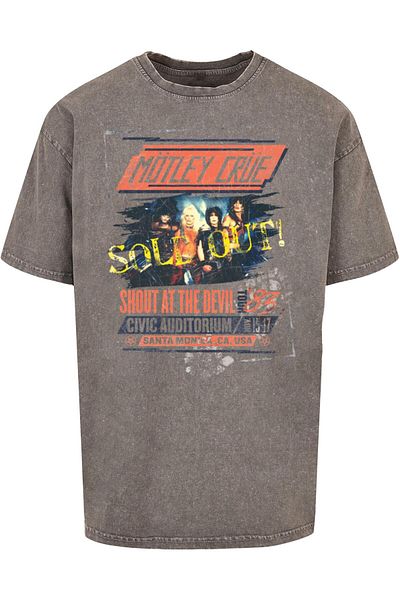 Merchcode Herren Motley Crue - Satd Tour Acid Washed Heavy Oversize Tee