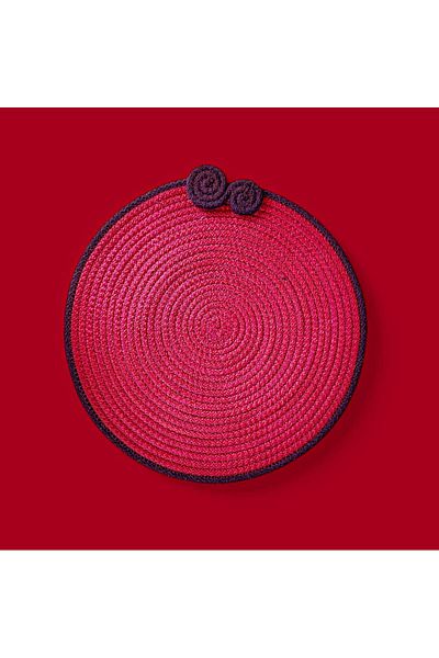 PİKKO HOME 2 Pcs 35 cm Claret Red Black Frame Polyester Water Plate(as)