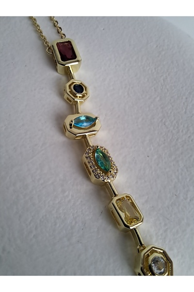 BHR AKSESUAR قلادة Y من حجر الزركون الذهبي اللون