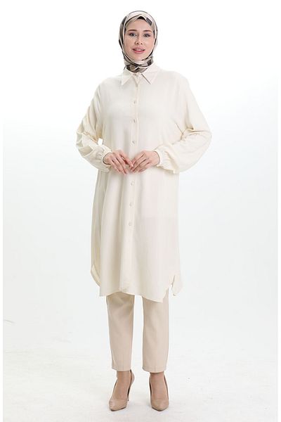 sefamerve Viscose Buttoned Tunic 992002-01 Ecru