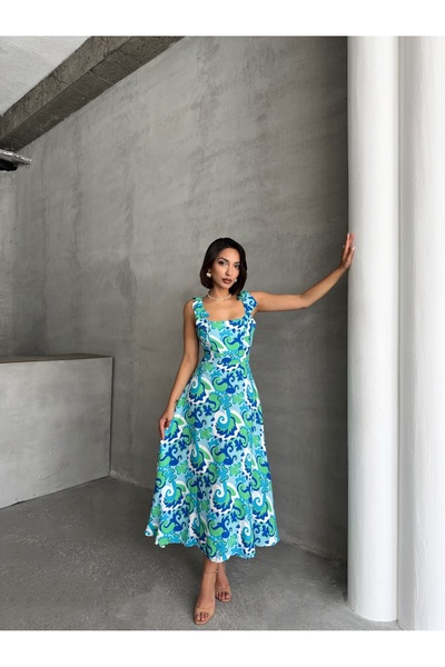 BEJNA Dámské tkané šaty s nízkým vzorem na zádech