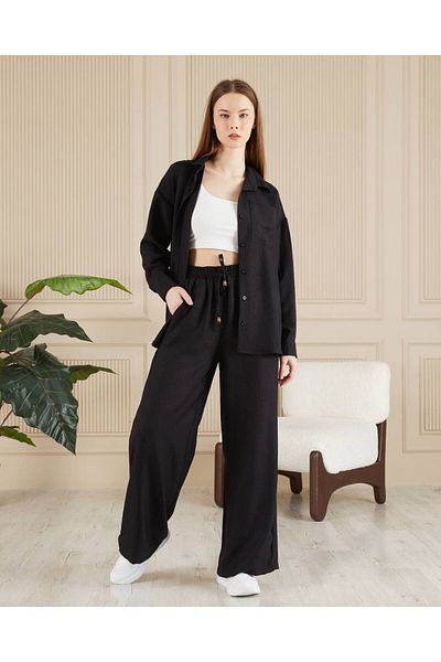 RecordHealing Linen Shirt Pants Two-Piece Set