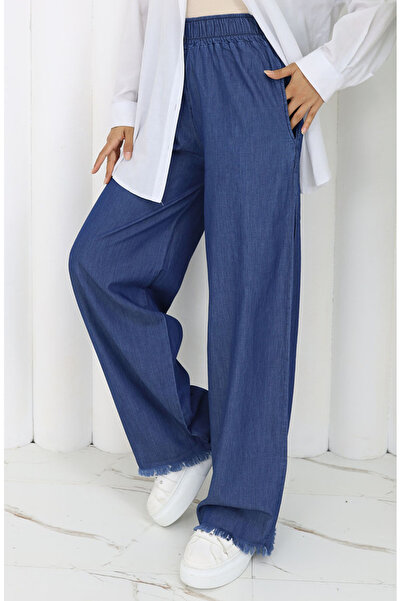 sefamerve Elastic Waist Jeans 5827-03 Navy Blue