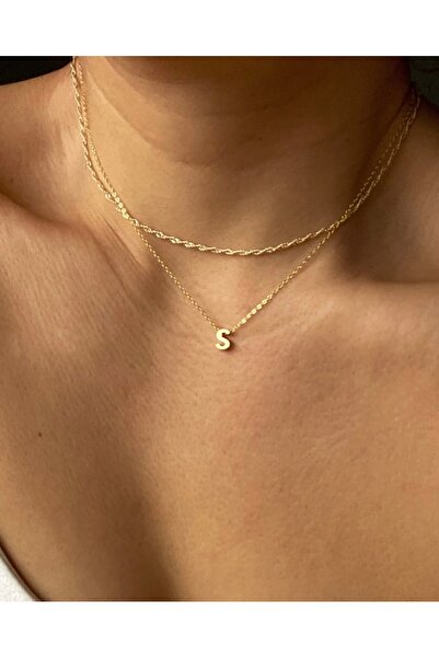 Asia by Leuvoié Asia By Leuvoie Altın Kaplama S Harfli İkili Zincir Kolye Seti