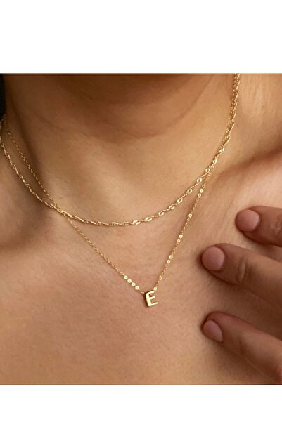 Asia by Leuvoié Asia By Leuvoie Altın Kaplama E Harfli İkili Zincir Kolye Seti