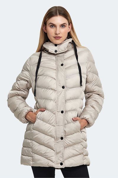 Slazenger Winter Zipper Hooded Waterproof Women's Coat White