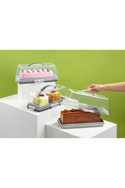 BOZHOUSE Multi-Purpose Lock Lid Storage Container Airtight Baton Cake, Cookies, Pastry, Pastry Carrying Box