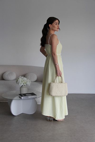 Julidress Long Linen Dress with Bias Straps