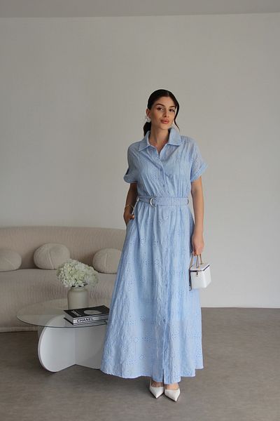 Julidress Rochie lungă cu centură, căptușită separată, albastră