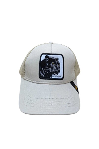 Anelli Erkek, Kadın Siyah Panther Nakışlı Bej Fileli Trucker Şapka – Sokak Mo...