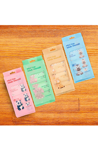 WWSHOP Minik Islak Cep Mendili 8 Li 4 Paket (Tüm Renkler)