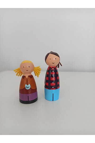 Gepettonine Ahşap Oyuncak Rafadan Tayfa Karakterleri Pegdoll, Sevim ve Hale Peg Bebek Karakter