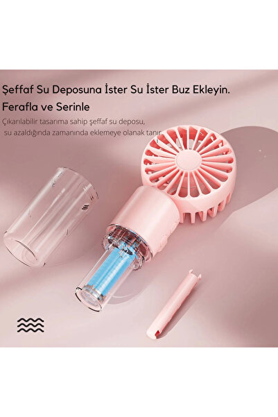 Fırsat7 MİNİ FAN ŞARJLI EL FANI SU PÜSKÜRTMELİ BOYUN ASKILI MİNİ KLİMA FAN VANTİLATÖR USB SARJLI BUZLU FAN