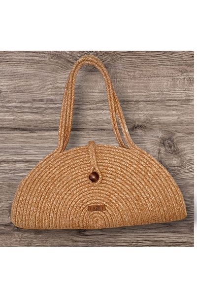 AZR HOME DESİGN Natural Jute Rope Handmade Straw Handle Handbag Clutch Bag