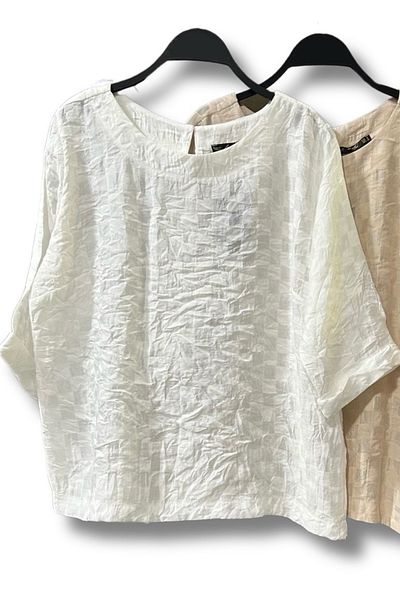 Suzi Patterned Crew Neck Short Sleeve Bluz 29734