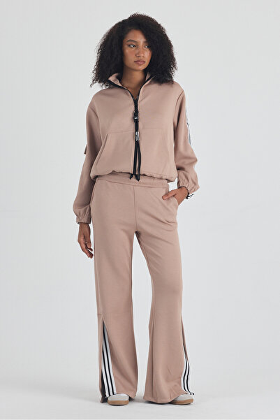 Btr Kadın Pembe Eşofman Takımı Paça yırtmaçlı