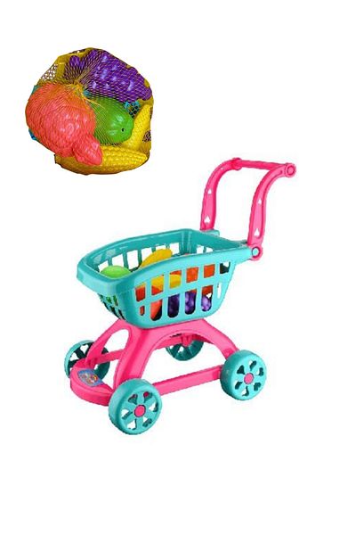 Merva Grocery Cart Fruity Mesh Toy Grocery Cart with Wheels