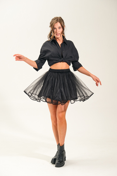 Rosee Quenn Tulle Fabric Lined Mini Skirt