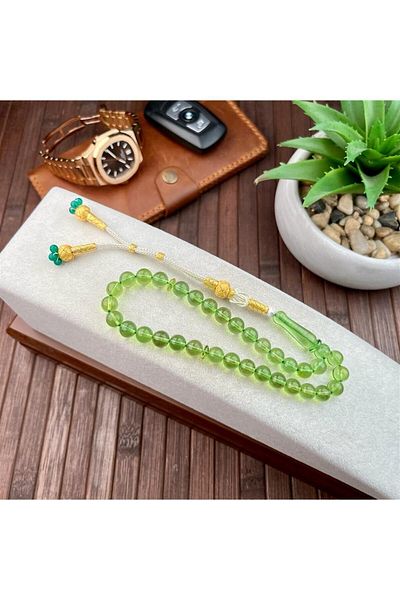 dergah tesbih Special Design Silver Sweater Whips with Green Drop Amber