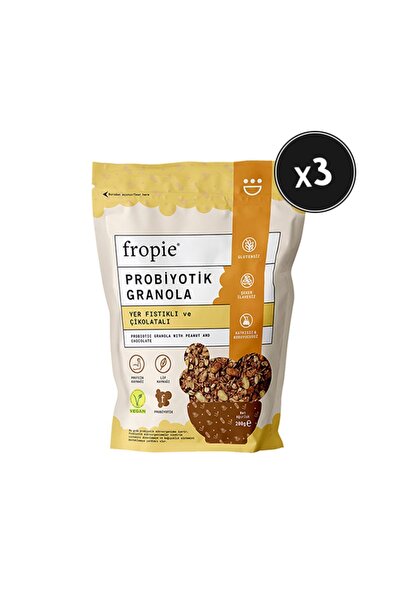 FROPİE Probiyotik Granola - Yer Fıstığı & Çikolata 200 gr x 3 Adet