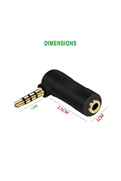 Derwell 3.5m 90 Derece Sağ Açılı Erkek Dişi Adaptör Dönüştürücü Mikrofon Jack...