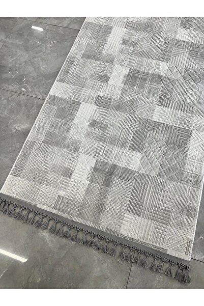 AKSU HALI Aksu Halı Prime Nora Desa Gri Düğüm Saçaklı Kaymaz Taban Makinede Y...