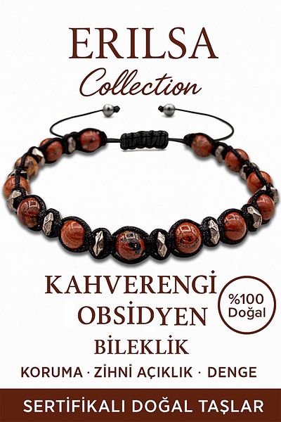 Erilsa Certified Terahertz – Brown Obsidian Stone Bracelet – Protection and Balance Energy