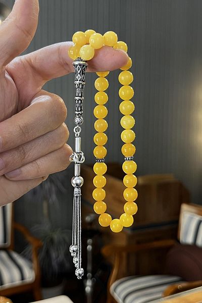 dergah tesbih Silver Colored Palace Motif Drop Rosary