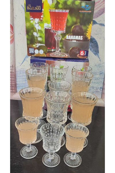 ORTAKÖY CENNETİ Crystalize 18 Piece Stemware Set 6 Pcs Goblets 140 Cc 6 Pcs Flutes 130 Cc 6 Pcs K.Side 60 Cc Treat