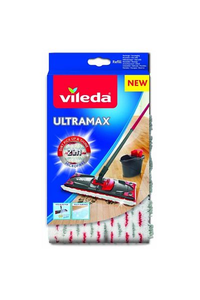 Vileda Set of 2 mop refills. Vileda Ultramat Ultramax Turbo. 35 x 14 cm. white-red