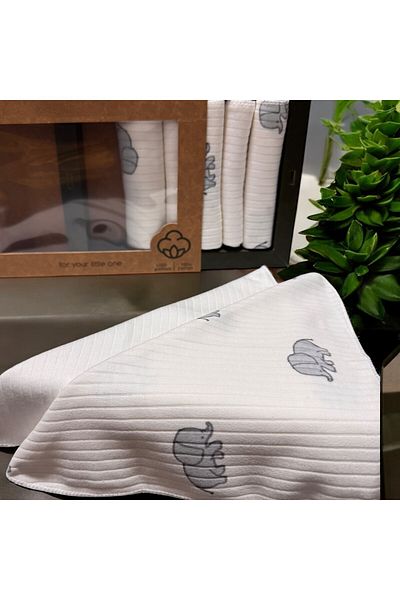 BYS TİCARET 100% Cotton Organic Baby Girl - Boy Mouth Wipes Set of 7 Boxed
