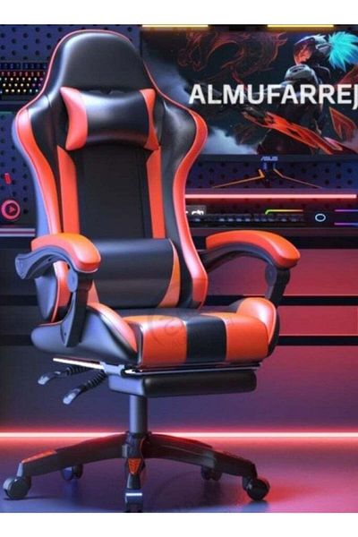 ALMUFARREJ Gaming Chair Adjustable Computer Chair PC Office PU Leather High Back Lumbar Support comfortable arm