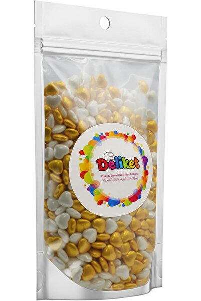 Deliket فاصوليا زينة على شكل قلب - ذهبي وأبيض 500 غرام