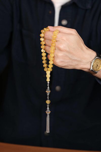 dergah tesbih Silver Drop Amber Authentic Design